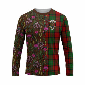 MacPhail (McPhail) Family Crest Tartan Long Sleeve T-Shirt Scottish Thistle Flower Pattern Half Style - Tartan Vibes Clothing