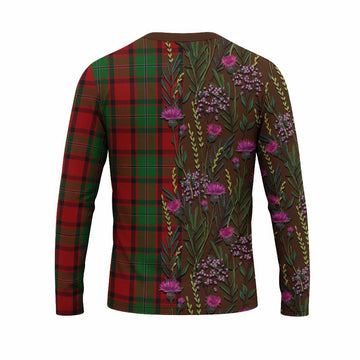 MacPhail (McPhail) Family Crest Tartan Long Sleeve T-Shirt Scottish Thistle Flower Pattern Half Style - Tartan Vibes Clothing
