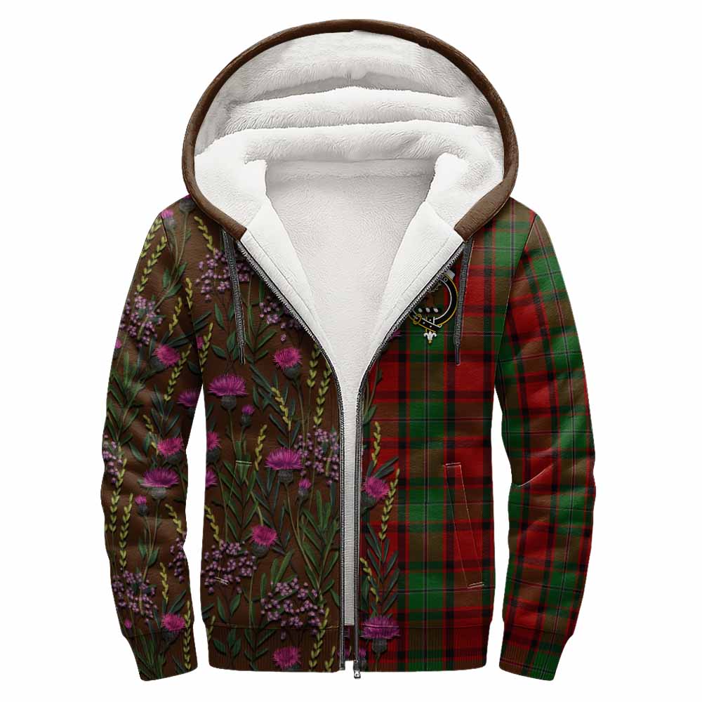 MacPhail (McPhail) Family Crest Tartan Sherpa Hoodie Scottish Thistle Flower Pattern Half Style - Tartan Vibes Clothing