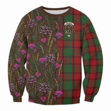 MacPhail (McPhail) Family Crest Tartan Sweatshirt Scottish Thistle Flower Pattern Half Style