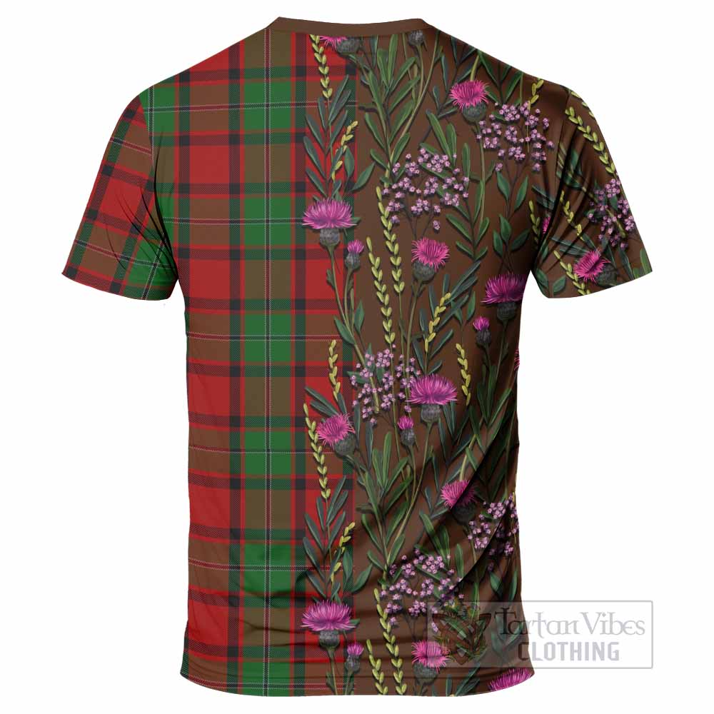 MacPhail (McPhail) Family Crest Tartan T-Shirt Scottish Thistle Flower Pattern Half Style - Tartan Vibes Clothing
