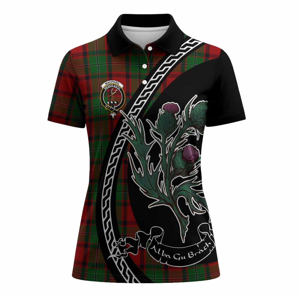 MacPhail (McPhail) Family Crest Tartan Women Polo Shirt Alba Thistle Inspired - Tartan Vibes Clothing
