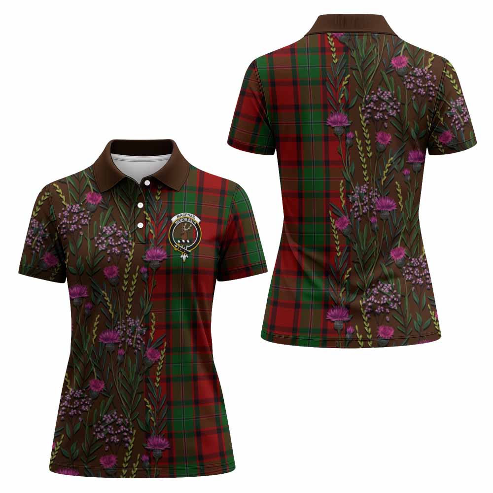 MacPhail (McPhail) Family Crest Tartan Women Polo Shirt Scottish Thistle Flower Pattern Half Style - Tartan Vibes Clothing