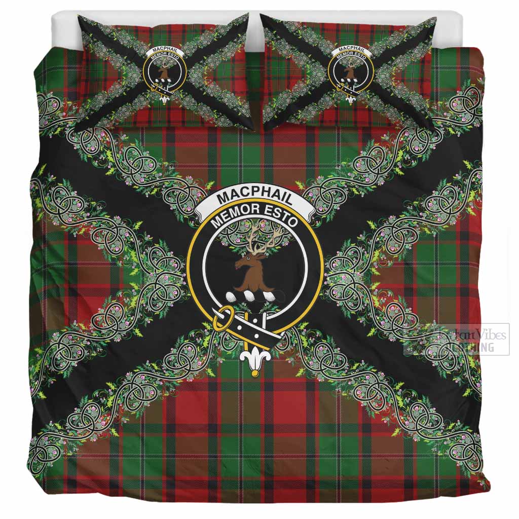 MacPhail (McPhail) Scottish Tartan Crest Bedding Set Thistle Celtic Knotwork Heritage Art UK Bedding Set UK Super King 104*94 inch - Tartan Vibes Clothing