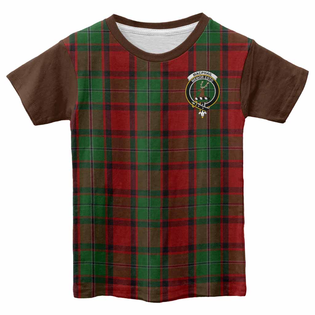 MacPhail (McPhail) Tartan Accent Kid T-shirt with Family Crest