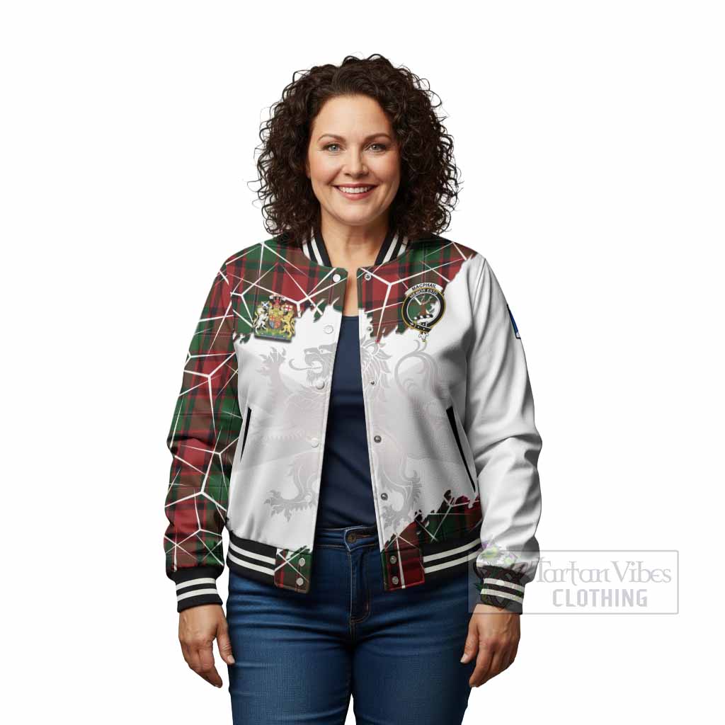 MacPhail (McPhail) Tartan Baseball Jacket with Family Crest and Lion Rampant Grunge Style