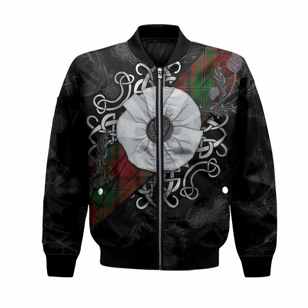 MacPhail (McPhail) Tartan Bomber Jacket Jacobite White Rose Unisex Black - Tartan Vibes Clothing