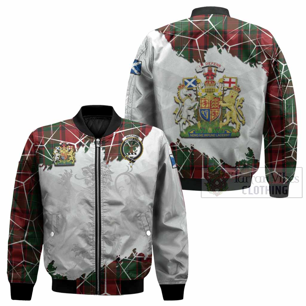 MacPhail (McPhail) Tartan Bomber Jacket with Family Crest and Lion Rampant Grunge Style