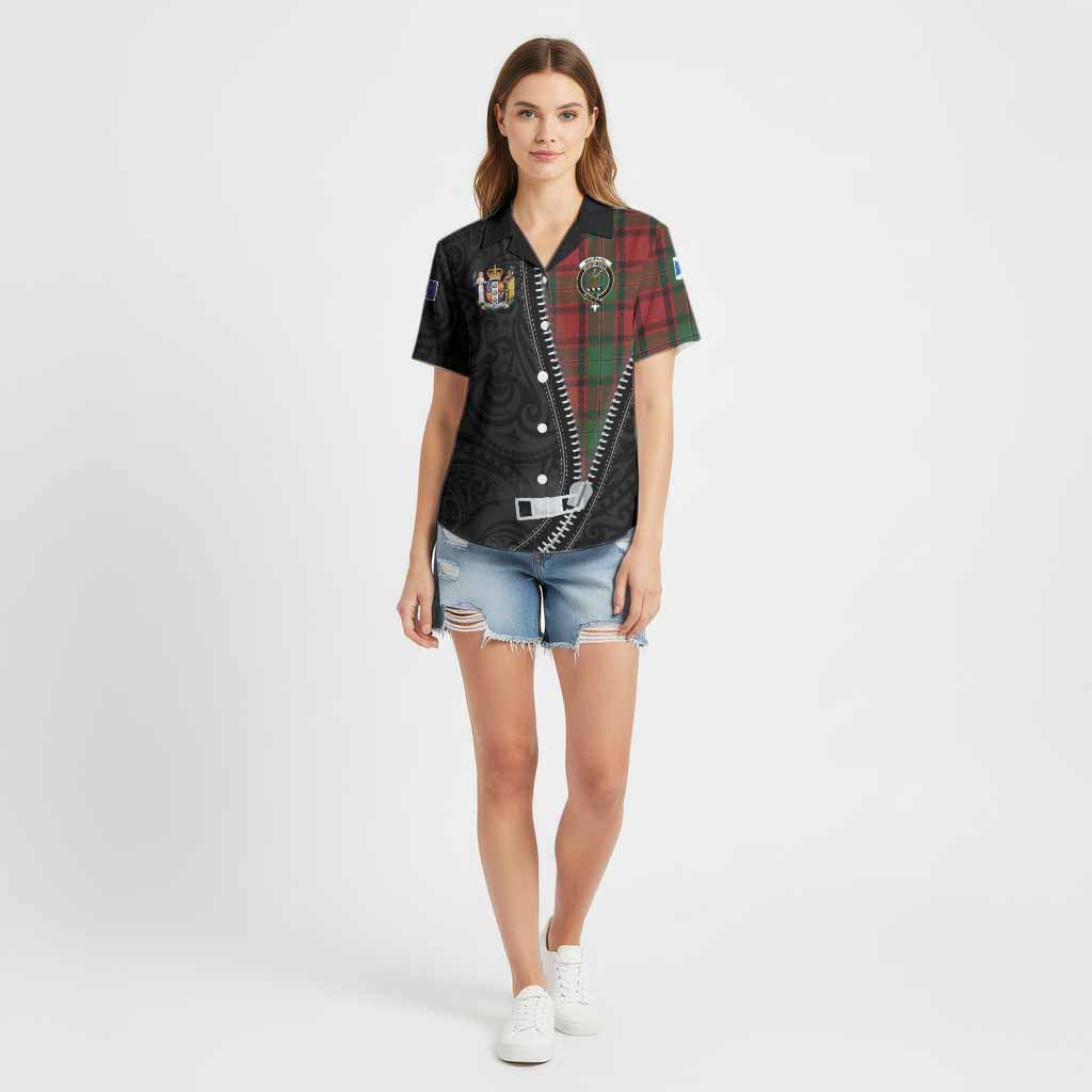 MacPhail (McPhail) Tartan Cotton Hawaiian Shirt New Zealand Pattern Unique Zipper Stylized