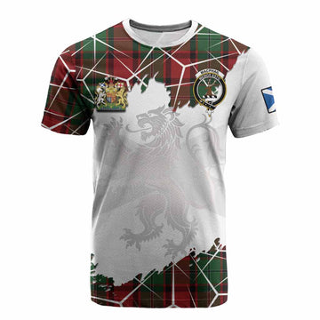 MacPhail (McPhail) Tartan Cotton T-shirt with Family Crest and Lion Rampant Grunge Style