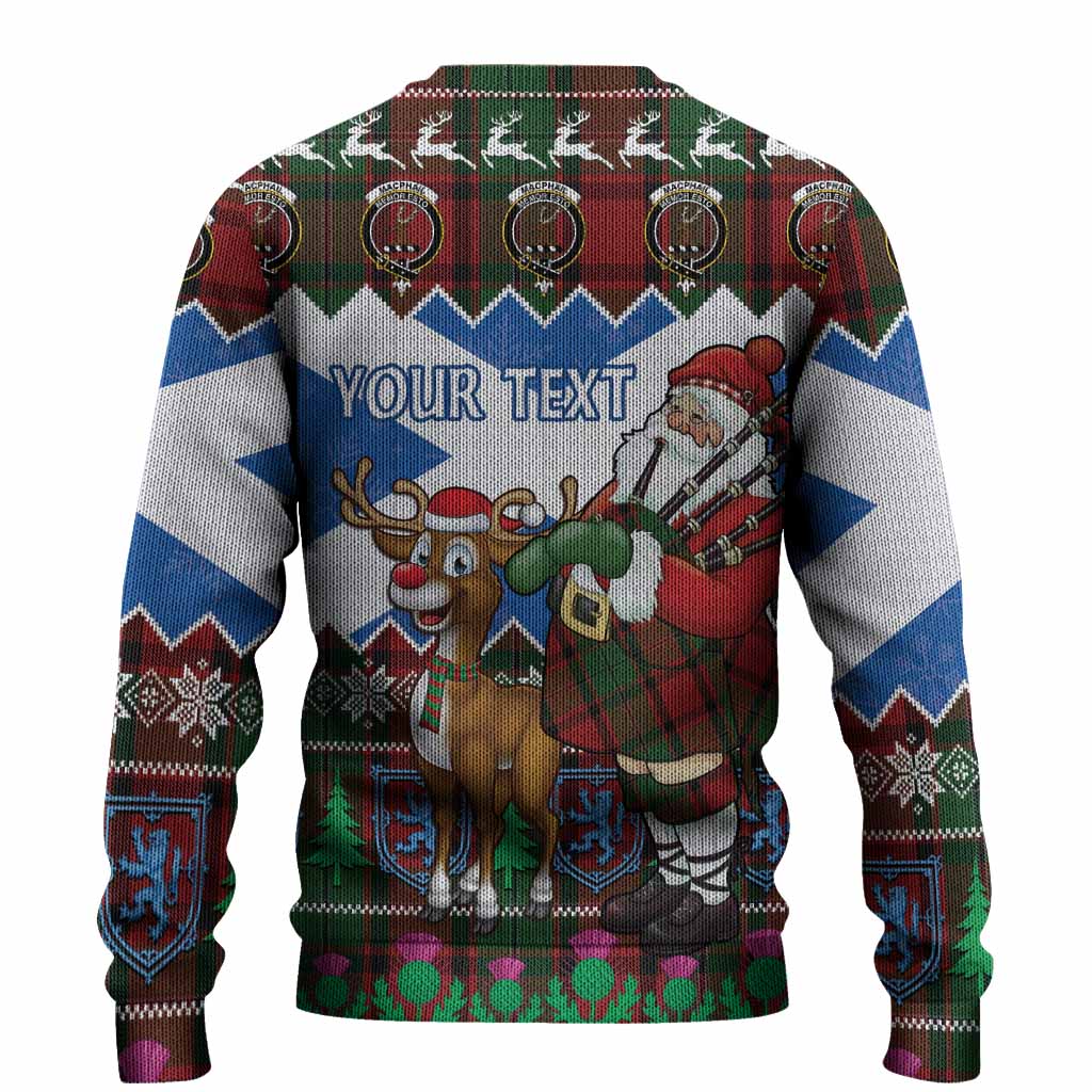 MacPhail (McPhail) Tartan Crest Christmas Christmas Ugly Sweater Scotland Santa With Bagpipes Cute Reindeer