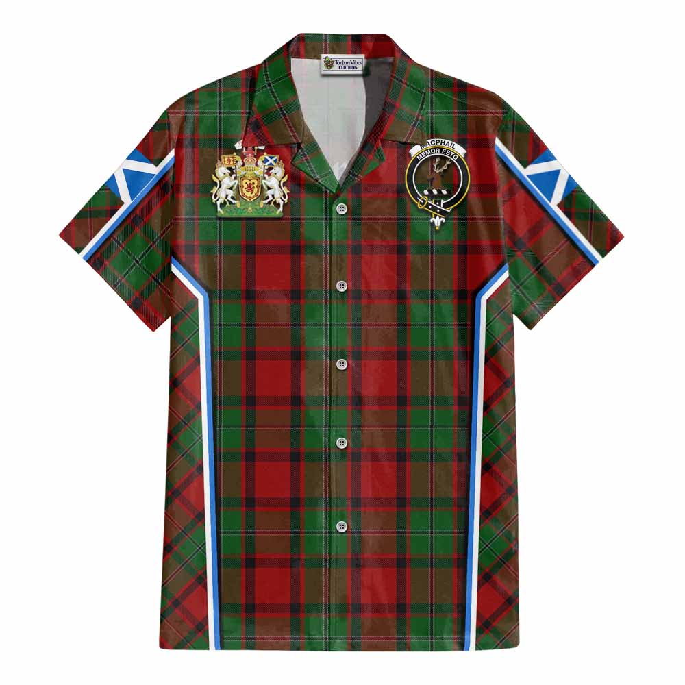 MacPhail (McPhail) Tartan Crest Cotton Hawaiian Shirt Scotland Coat of Arm Flag Style - Tartan Vibes Clothing