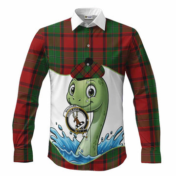 MacPhail (McPhail) Tartan Crest Cute Nessie Long Sleeve Button Shirts Scottish Loch Ness Monster