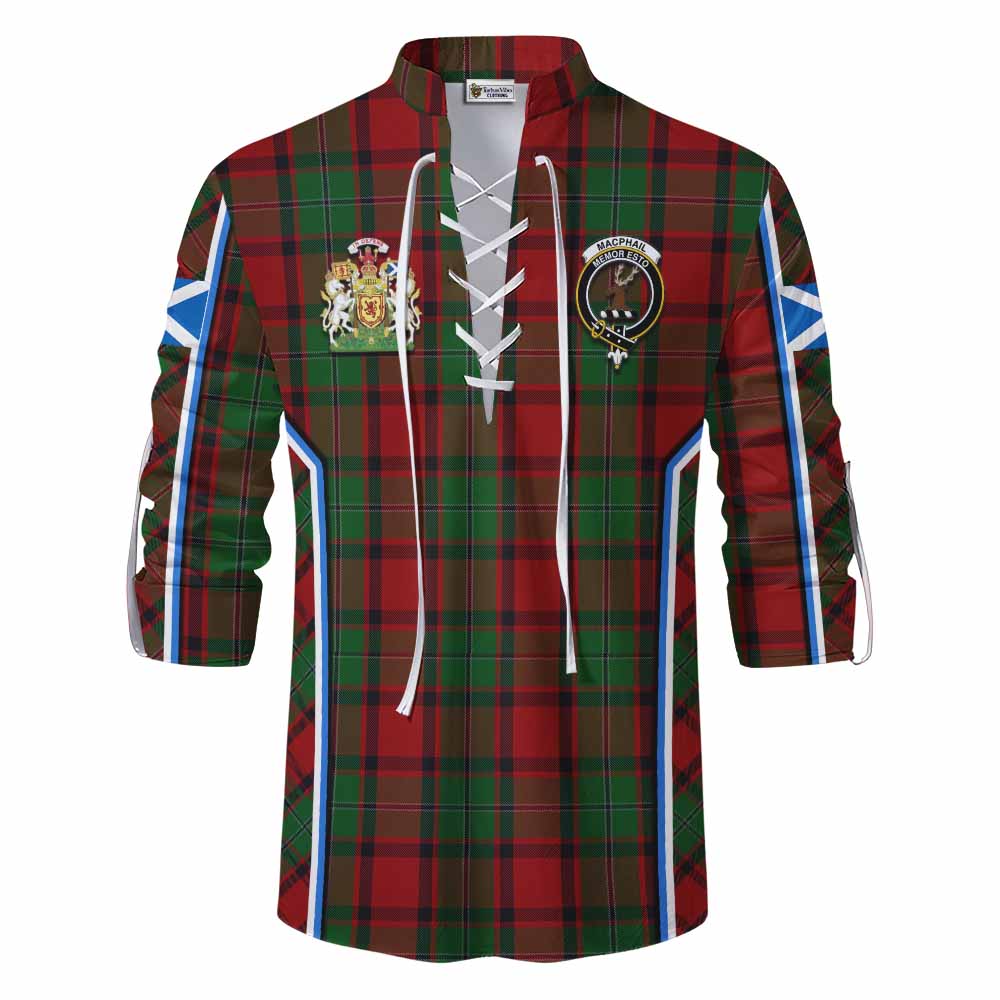 MacPhail (McPhail) Tartan Crest Ghillie Kilt Shirt Scotland Coat of Arm Flag Style - Tartan Vibes Clothing