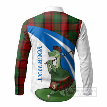 MacPhail (McPhail) Tartan Crest Golf Nessie Long Sleeve Button Shirts Loch Ness Monster Sporty Style