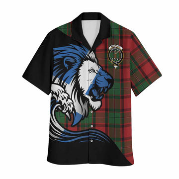 MacPhail (McPhail) Tartan Crest Hawaiian Shirt Scottish Golden Lions Wave Flow