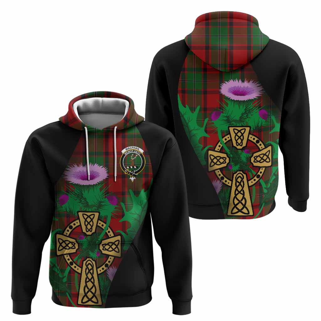MacPhail (McPhail) Tartan Crest Hoodie Celtic Cross Thistle Flowers