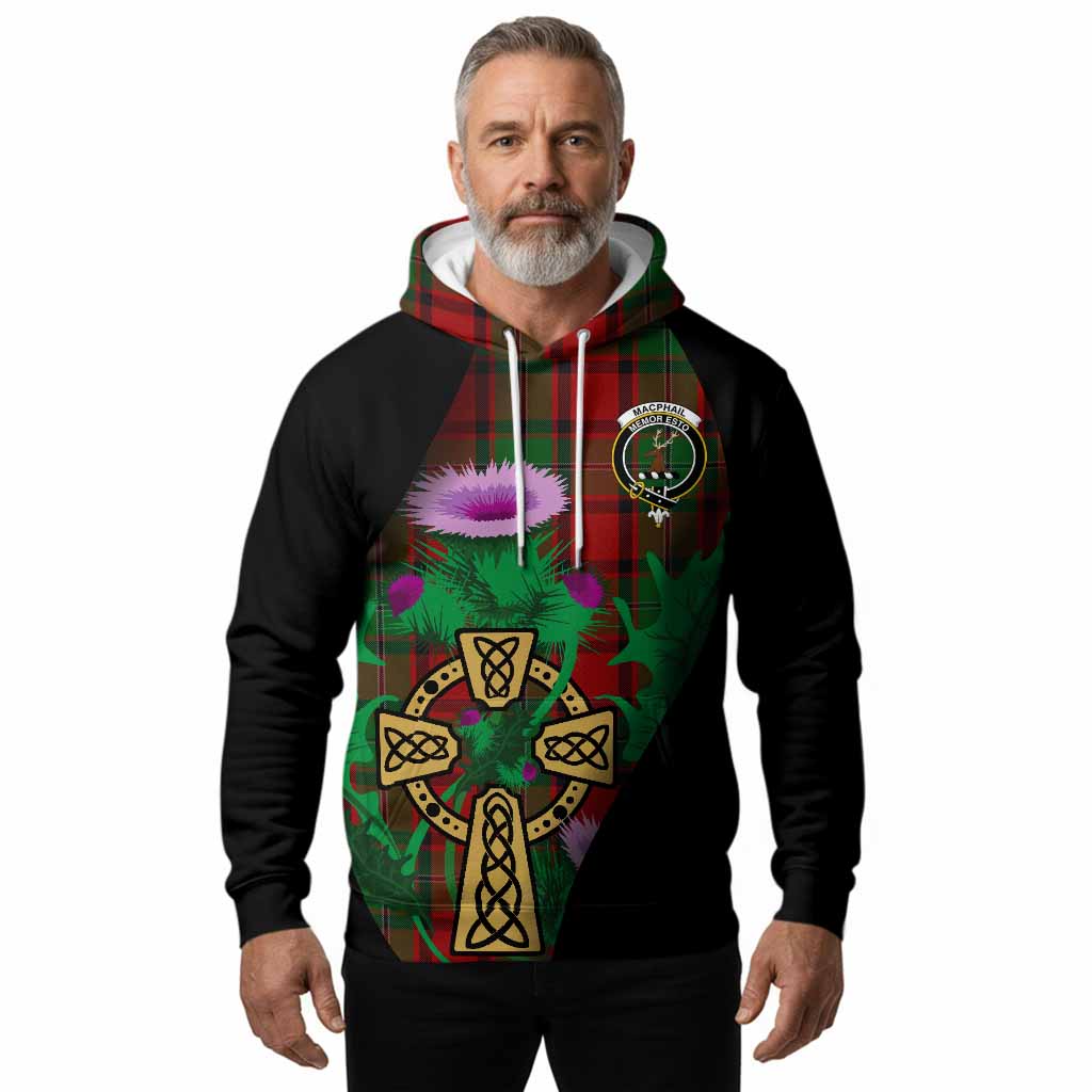 MacPhail (McPhail) Tartan Crest Hoodie Celtic Cross Thistle Flowers