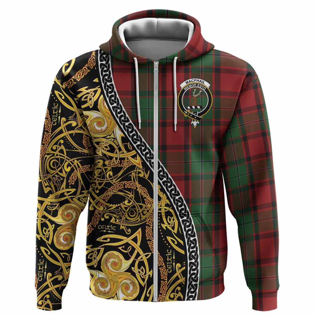 MacPhail (McPhail) Tartan Crest Hoodie Celtic Knot and Triple Trickle Spiral Symbols