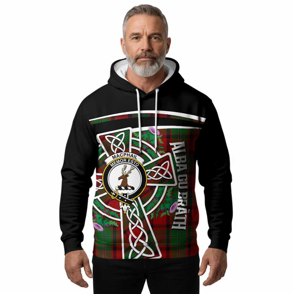 MacPhail (McPhail) Tartan Crest Hoodie Scottish Thistle Celtic Cross Alba Gu Brath