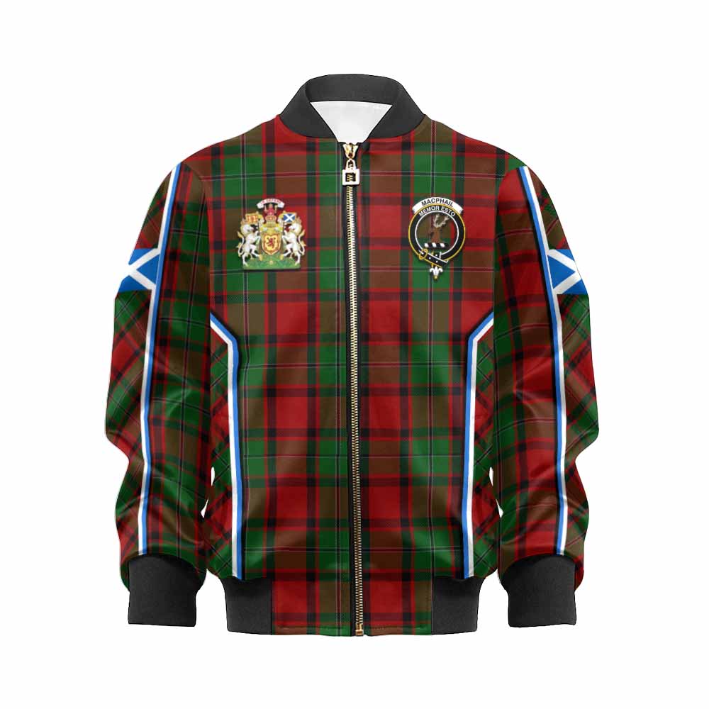 MacPhail (McPhail) Tartan Crest Kid Bomber Jacket Scotland Coat of Arm Flag Style - Tartan Vibes Clothing