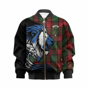 MacPhail (McPhail) Tartan Crest Kid Bomber Jacket Scottish Golden Lions Wave Flow