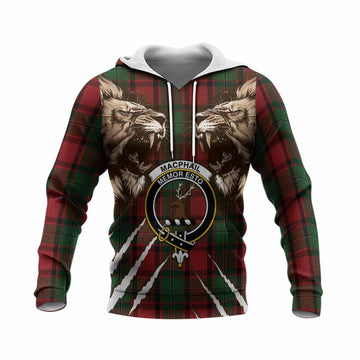 MacPhail (McPhail) Tartan Crest Knitted Hoodie Ferocious Lion Style
