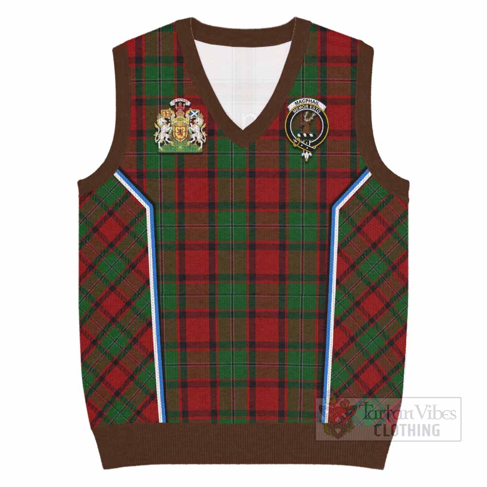 MacPhail (McPhail) Tartan Crest Knitted V-Neck Vest Scotland Coat of Arm Flag Style - Tartan Vibes Clothing
