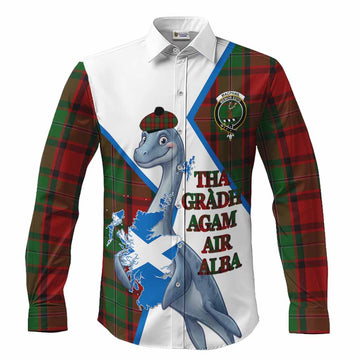 MacPhail (McPhail) Tartan Crest Loch Ness Monster Long Sleeve Button Shirts Nessie Scottish Map Tha Gradh Agam Air Alba
