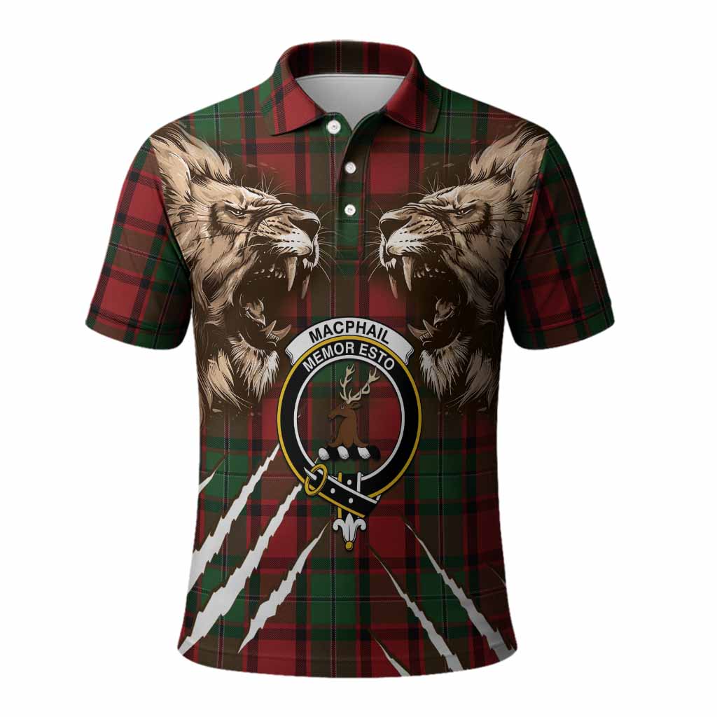 MacPhail (McPhail) Tartan Crest Polo Shirt Ferocious Lion Style
