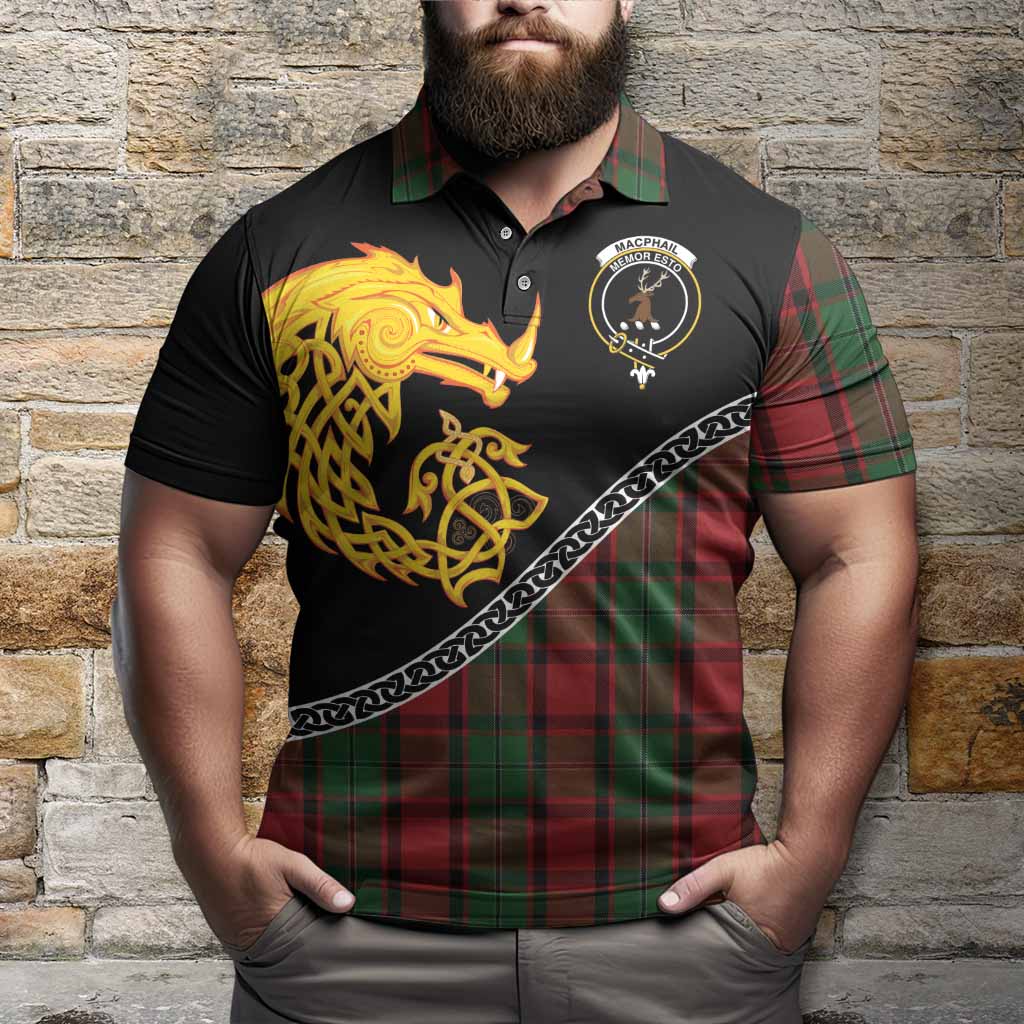 MacPhail (McPhail) Tartan Crest Polo Shirt Legendary Dragon Knot Half Style