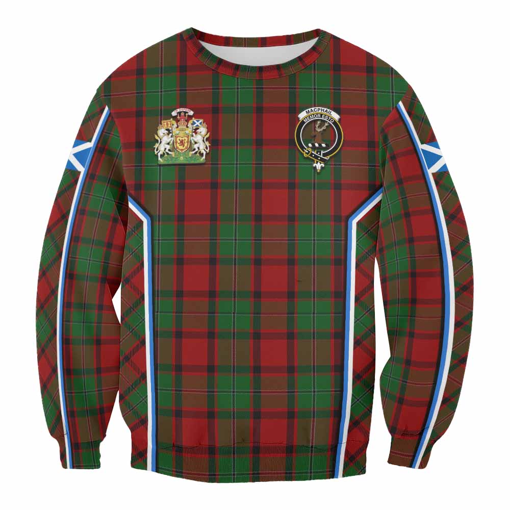 MacPhail (McPhail) Tartan Crest Sweatshirt Scotland Coat of Arm Flag Style - Tartan Vibes Clothing