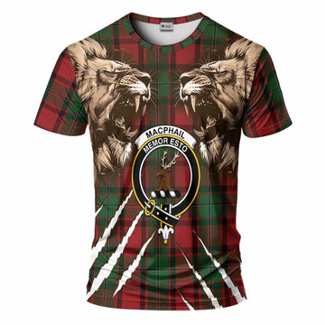 MacPhail (McPhail) Tartan Crest T-Shirt Ferocious Lion Style
