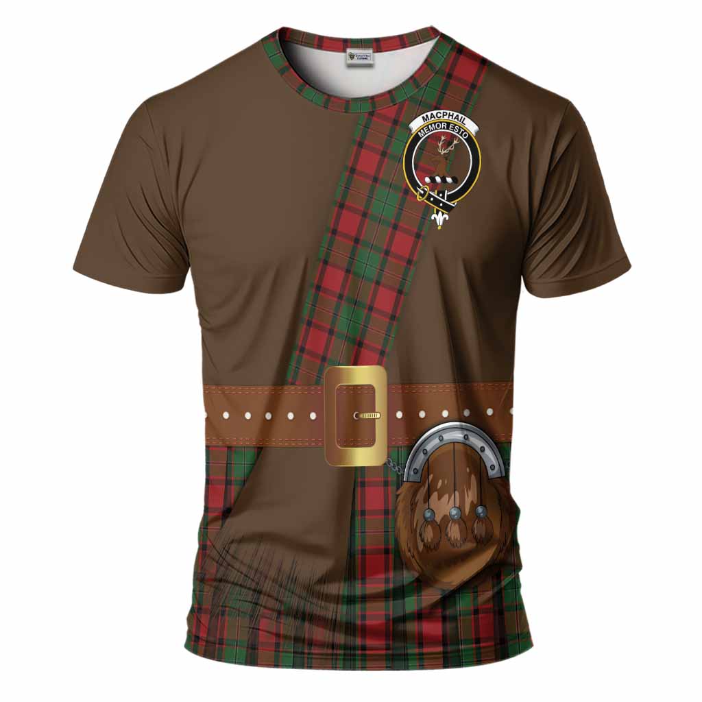 MacPhail (McPhail) Tartan Crest T-Shirt Kilt Costume Style