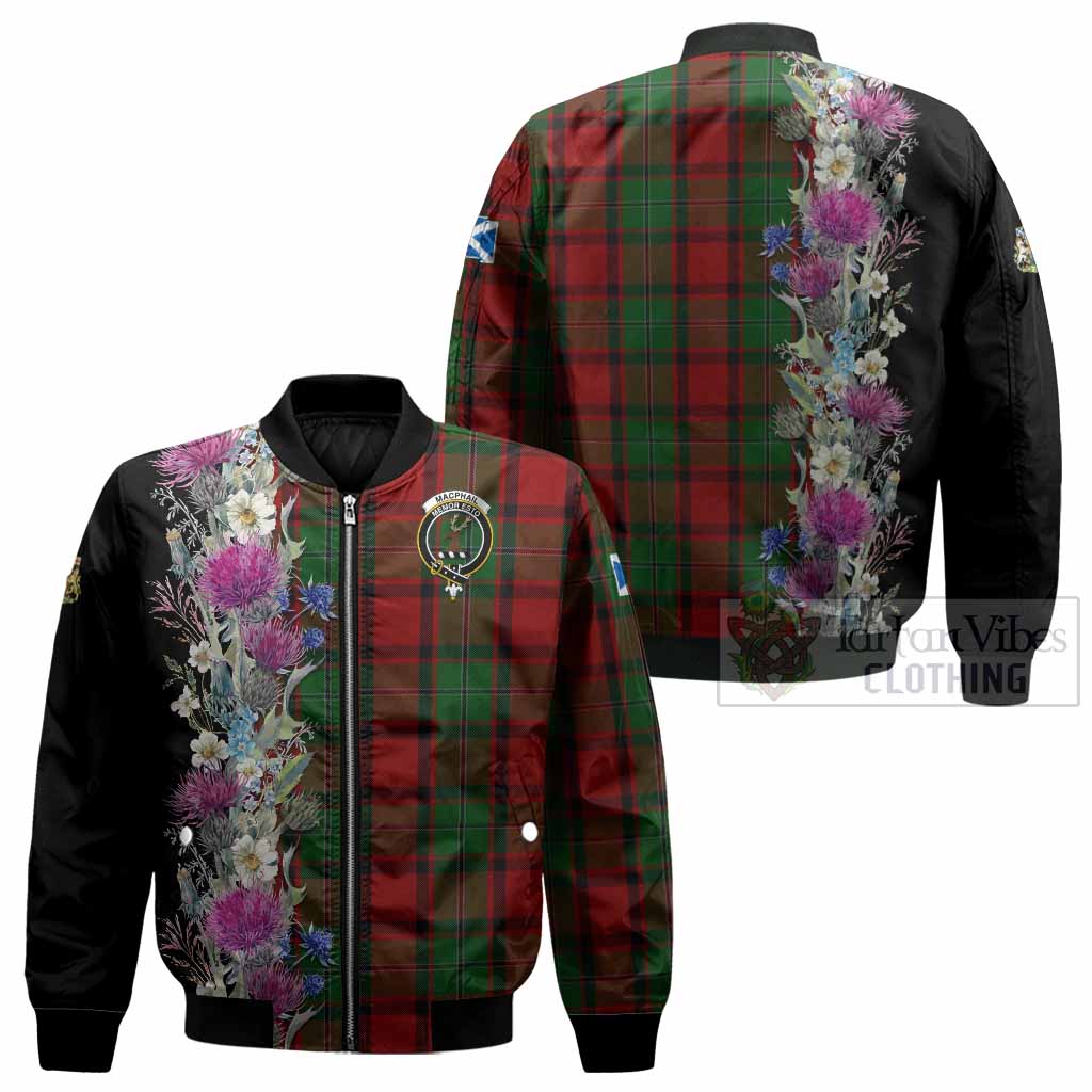 MacPhail (McPhail) Tartan Crest Thistle Floral Bomber Jacket - Tartan Vibes Clothing