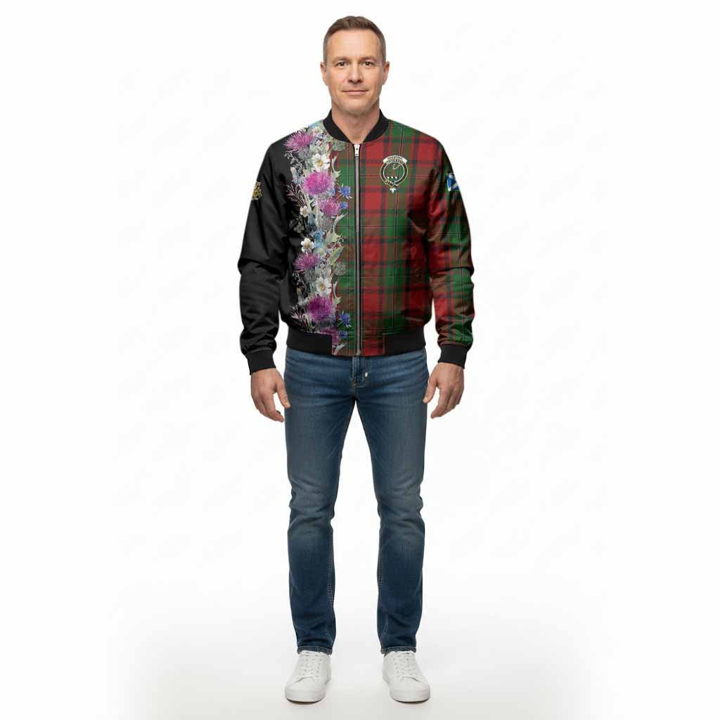 MacPhail (McPhail) Tartan Crest Thistle Floral Bomber Jacket - Tartan Vibes Clothing