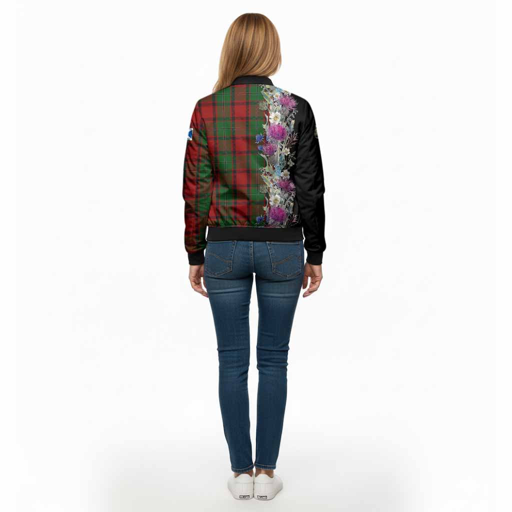 MacPhail (McPhail) Tartan Crest Thistle Floral Bomber Jacket - Tartan Vibes Clothing