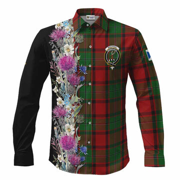 MacPhail (McPhail) Tartan Crest Thistle Floral Long Sleeve Button Shirts Men's Shirt S - Tartan Vibes Clothing