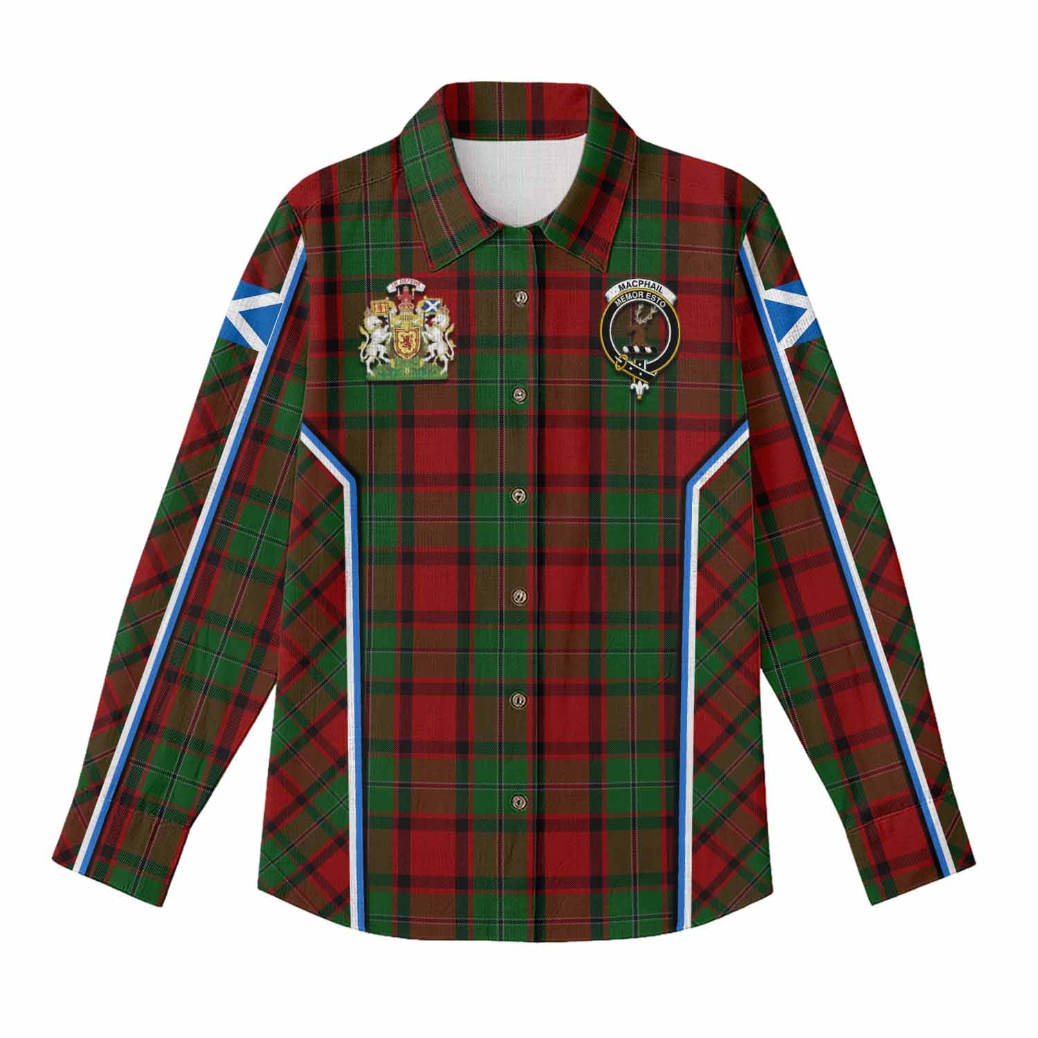 MacPhail (McPhail) Tartan Crest Women Casual Shirt Scotland Coat of Arm Flag Style - Tartan Vibes Clothing