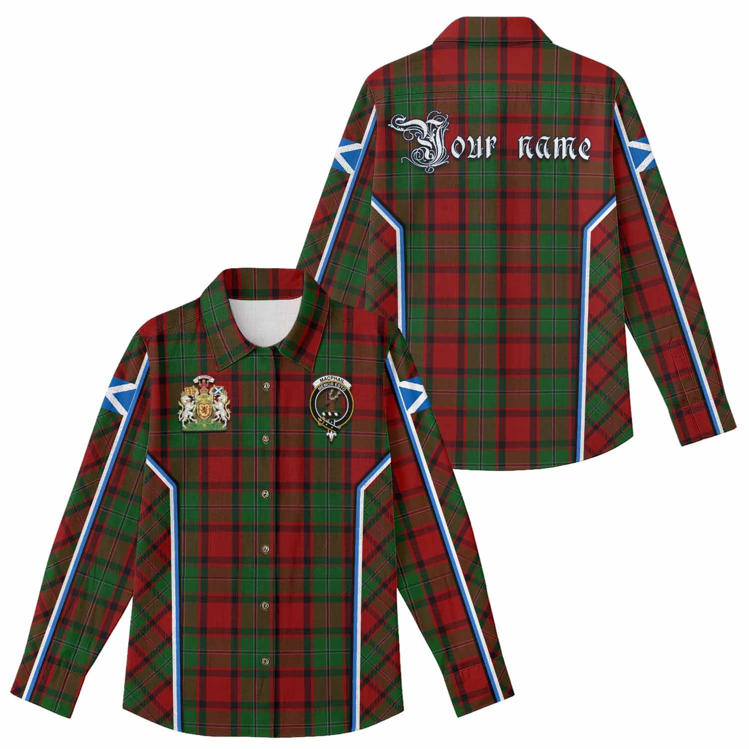 MacPhail (McPhail) Tartan Crest Women Casual Shirt Scotland Coat of Arm Flag Style - Tartan Vibes Clothing
