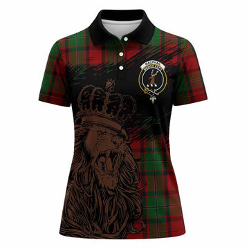 MacPhail (McPhail) Tartan Crest Women Polo Shirt Crowned Lion Heritage Style