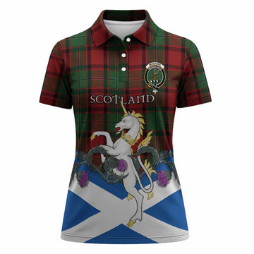 MacPhail (McPhail) Tartan Crest Women Polo Shirt Scottish Unicorn With Thistle