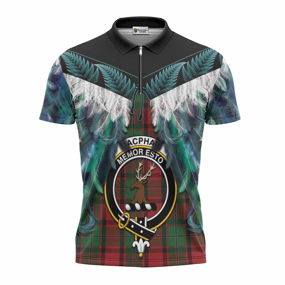 MacPhail (McPhail) Tartan Crest Zipper Polo Shirt New Zealand Maori Korowai Cloak