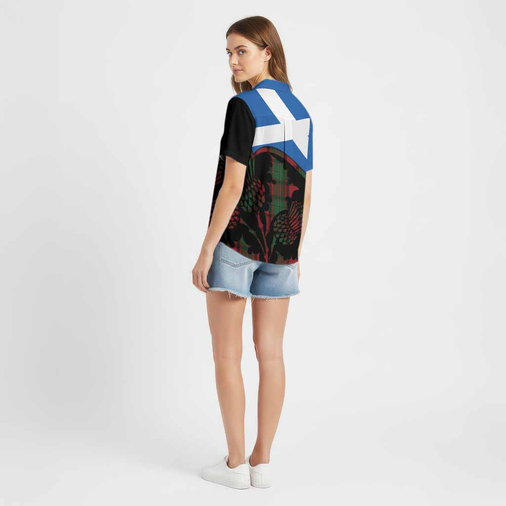 MacPhail (McPhail) Tartan Family Crest Cotton Hawaiian Shirt Scotland Thistle Floral Flag Style