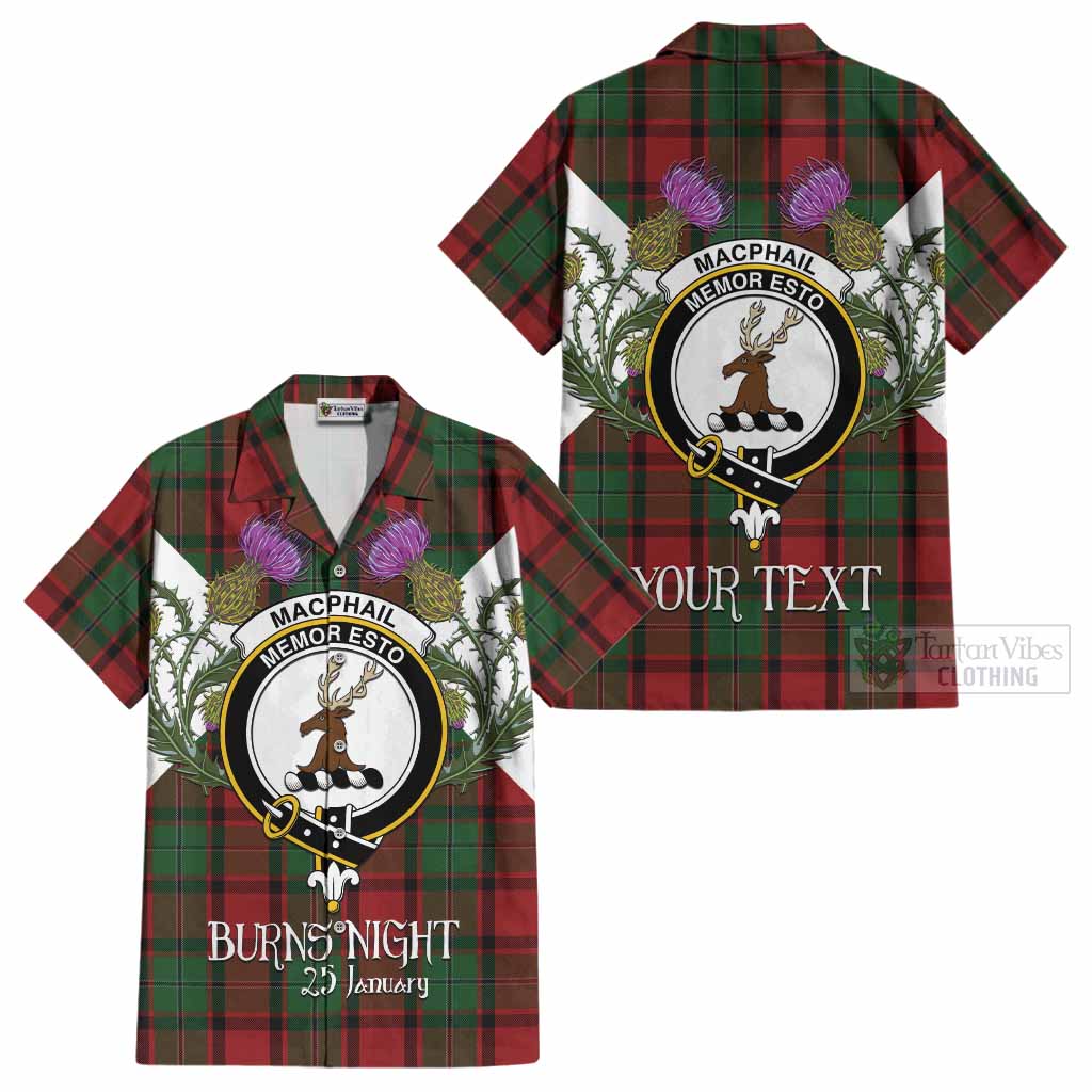 MacPhail (McPhail) Tartan Family Crest Cotton Hawaiian Shirt Scottish Burns Night Thistle Floral