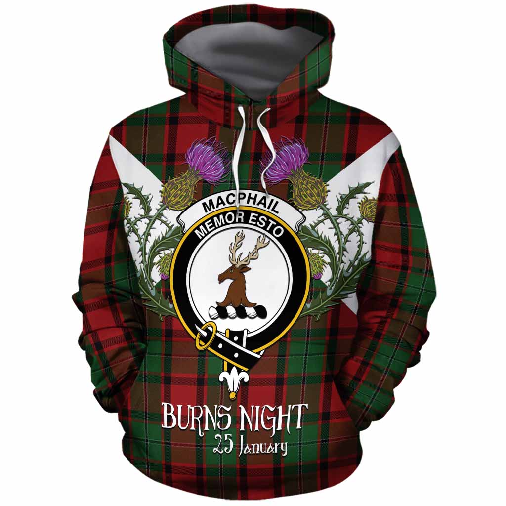 MacPhail (McPhail) Tartan Family Crest Cotton Hoodie Scottish Burns Night Thistle Floral