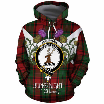 MacPhail (McPhail) Tartan Family Crest Cotton Hoodie Scottish Burns Night Thistle Floral