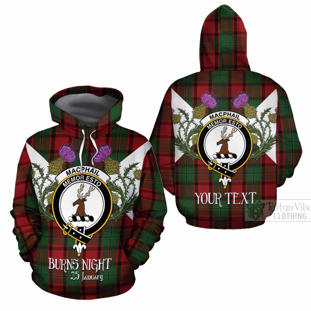MacPhail (McPhail) Tartan Family Crest Cotton Hoodie Scottish Burns Night Thistle Floral