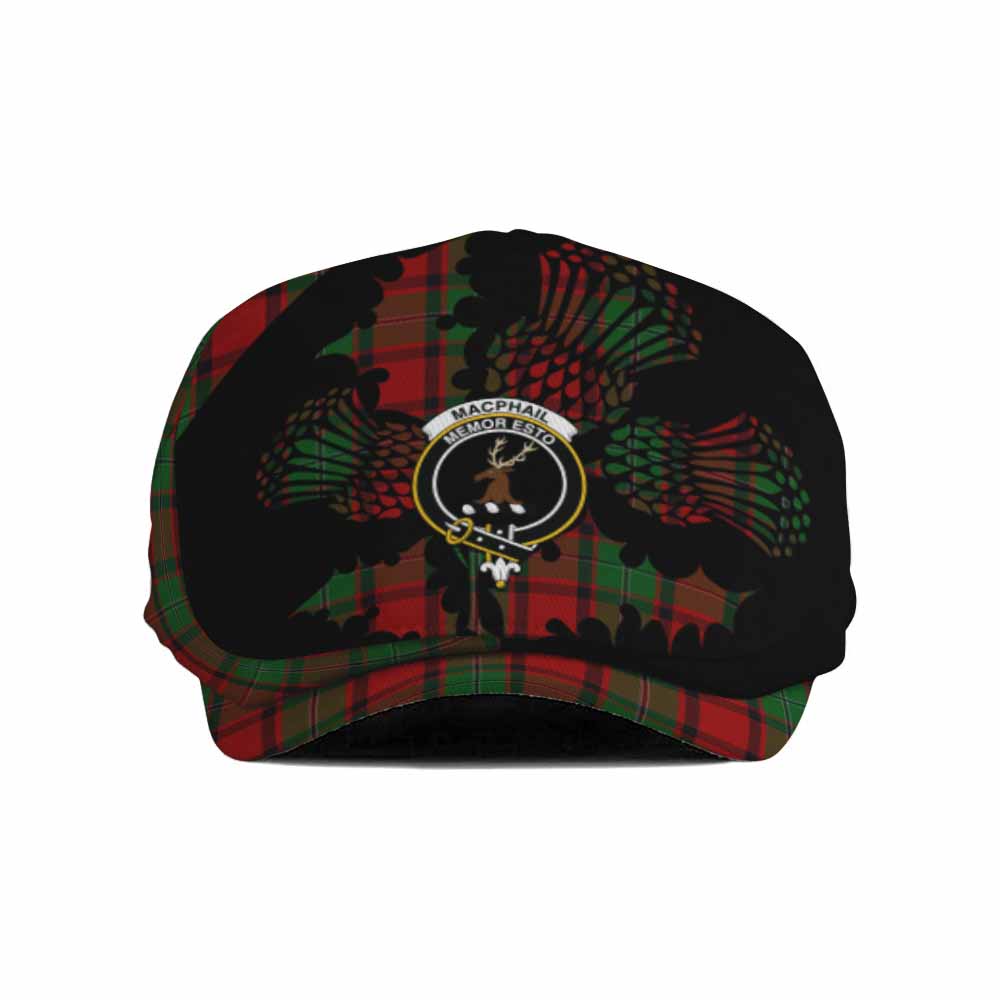 MacPhail (McPhail) Tartan Family Crest Flat Cap, Jeff Cap Scotland Thistle Floral