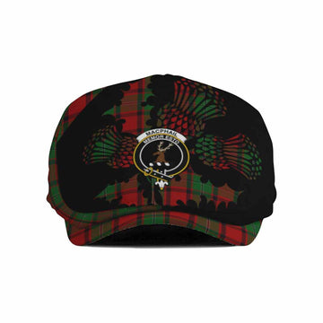 MacPhail (McPhail) Tartan Family Crest Flat Cap, Jeff Cap Scotland Thistle Floral